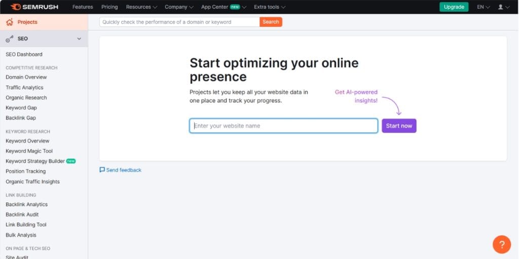 Semrush screenshot